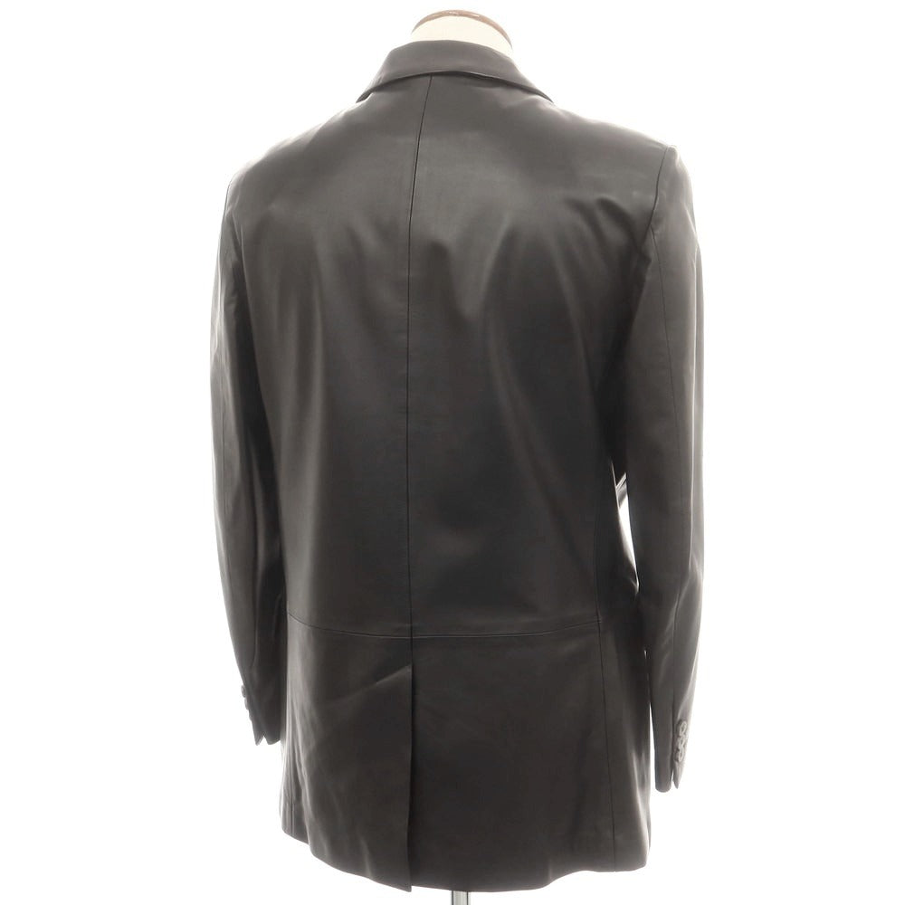 【中古】サルヴァトーレフェラガモ Salvatore Ferragamo レザー テーラードジャケット ブラック【 サイズ46 】【 状態ランクB 】【 メンズ 】 [BPD]