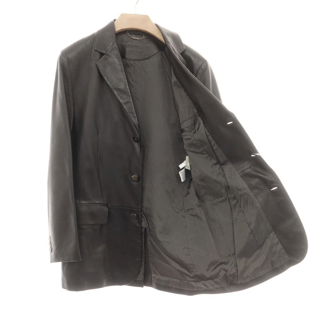 【中古】サルヴァトーレフェラガモ Salvatore Ferragamo レザー テーラードジャケット ブラック【 46 】【 状態ランクB 】【 メンズ 】