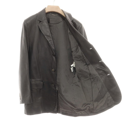 【中古】サルヴァトーレフェラガモ Salvatore Ferragamo レザー テーラードジャケット ブラック【 46 】【 状態ランクB 】【 メンズ 】