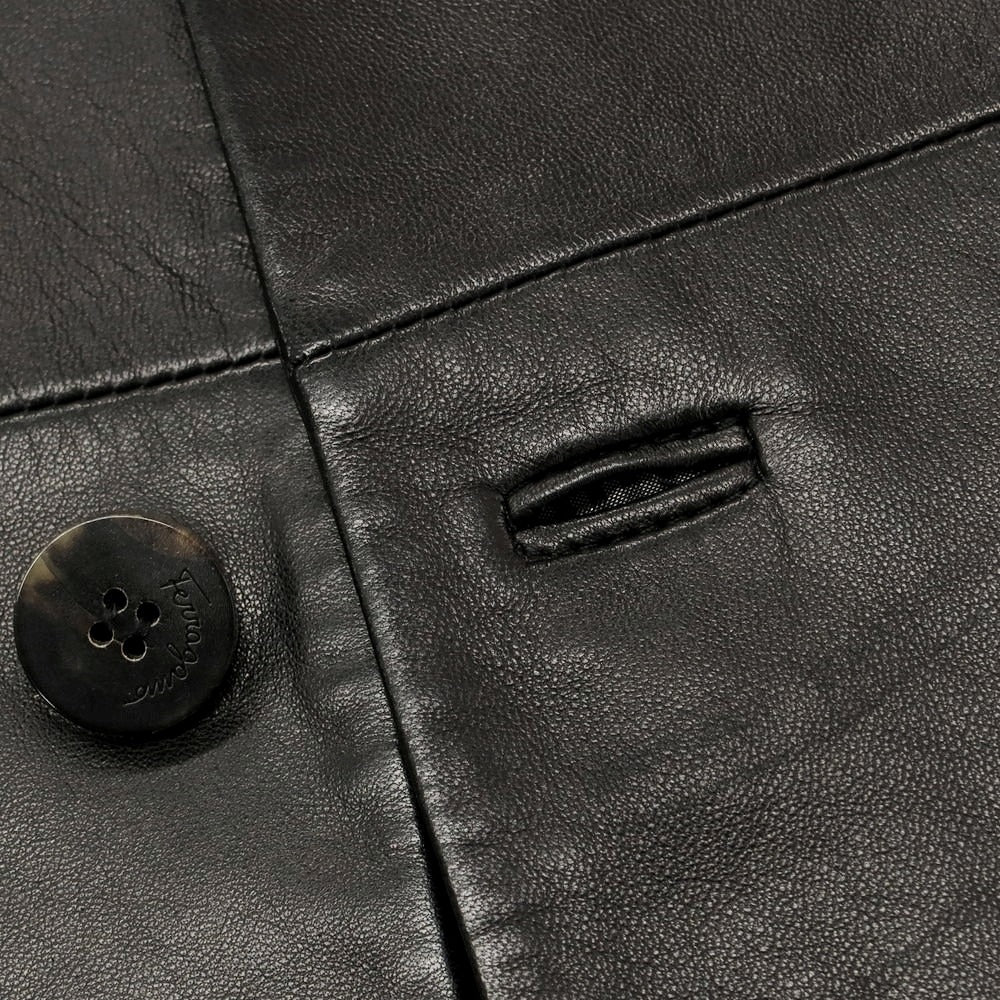 【中古】サルヴァトーレフェラガモ Salvatore Ferragamo レザー テーラードジャケット ブラック【 46 】【 状態ランクB 】【 メンズ 】