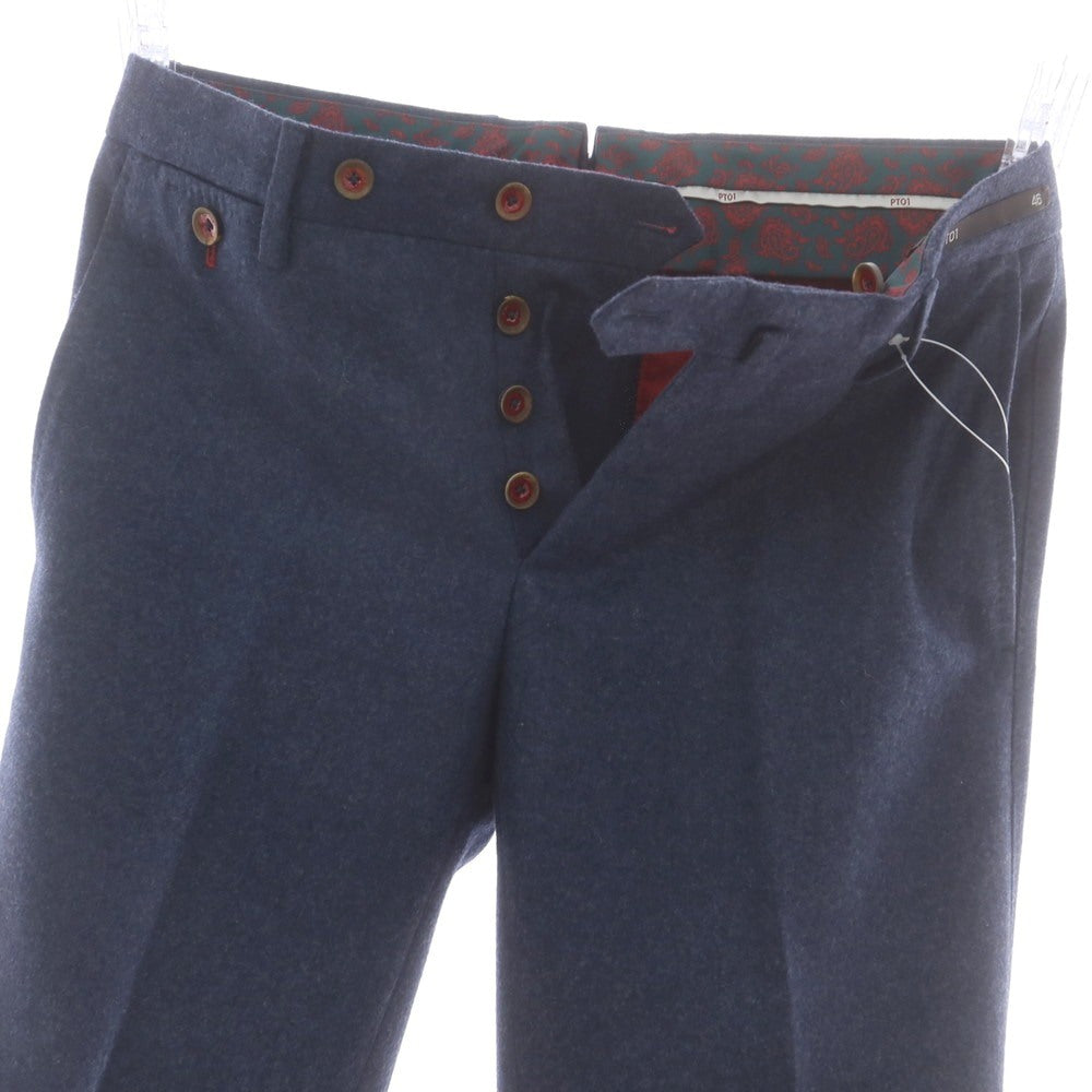 【中古】ピーティーゼロウーノ PT01 Paisley Chino SUPER 110’S ウール ドレススラックスパンツ ネイビー【 46 】【 状態ランクB 】【 メンズ 】