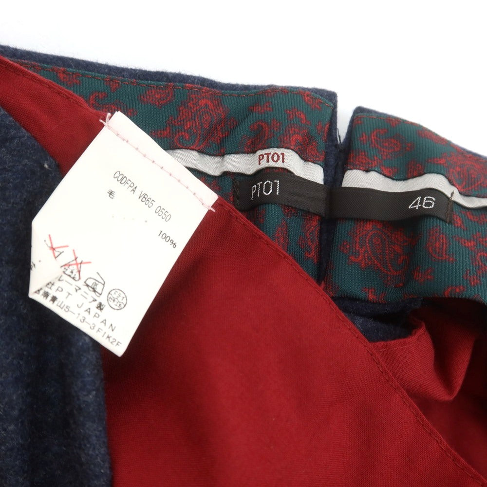 【中古】ピーティーゼロウーノ PT01 Paisley Chino SUPER 110’S ウール ドレススラックスパンツ ネイビー【 46 】【 状態ランクB 】【 メンズ 】