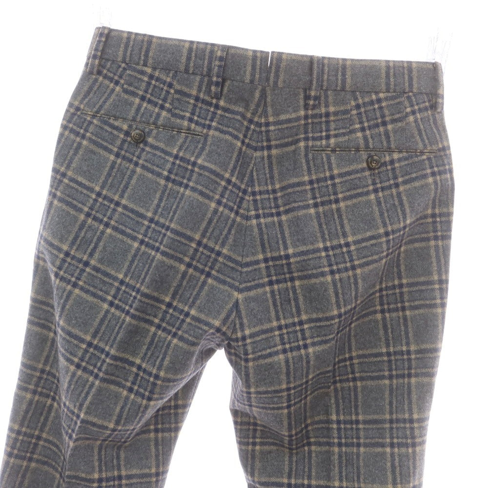 【中古】ピーティーゼロウーノ PT01 Fulham Rd. ウール チェック ドレススラックスパンツ グレーxネイビー【 46 】【 状態ランクB 】【 メンズ 】