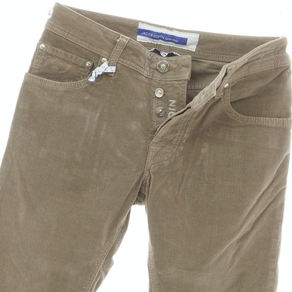 【新品】ヤコブコーエン JACOB COHEN NICK ストレッチコットン 細畝 コーデュロイパンツ グレージュ【サイズ28】【 状態ランクN 】【 メンズ 】[DPD]