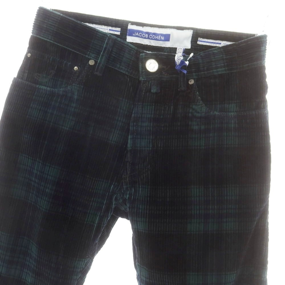 【新品】ヤコブコーエン JACOB COHEN BARD ストレッチ コーデュロイパンツ グリーンxブラック×ネイビー【サイズ28】【 状態ランクN 】【 メンズ 】[DPD]