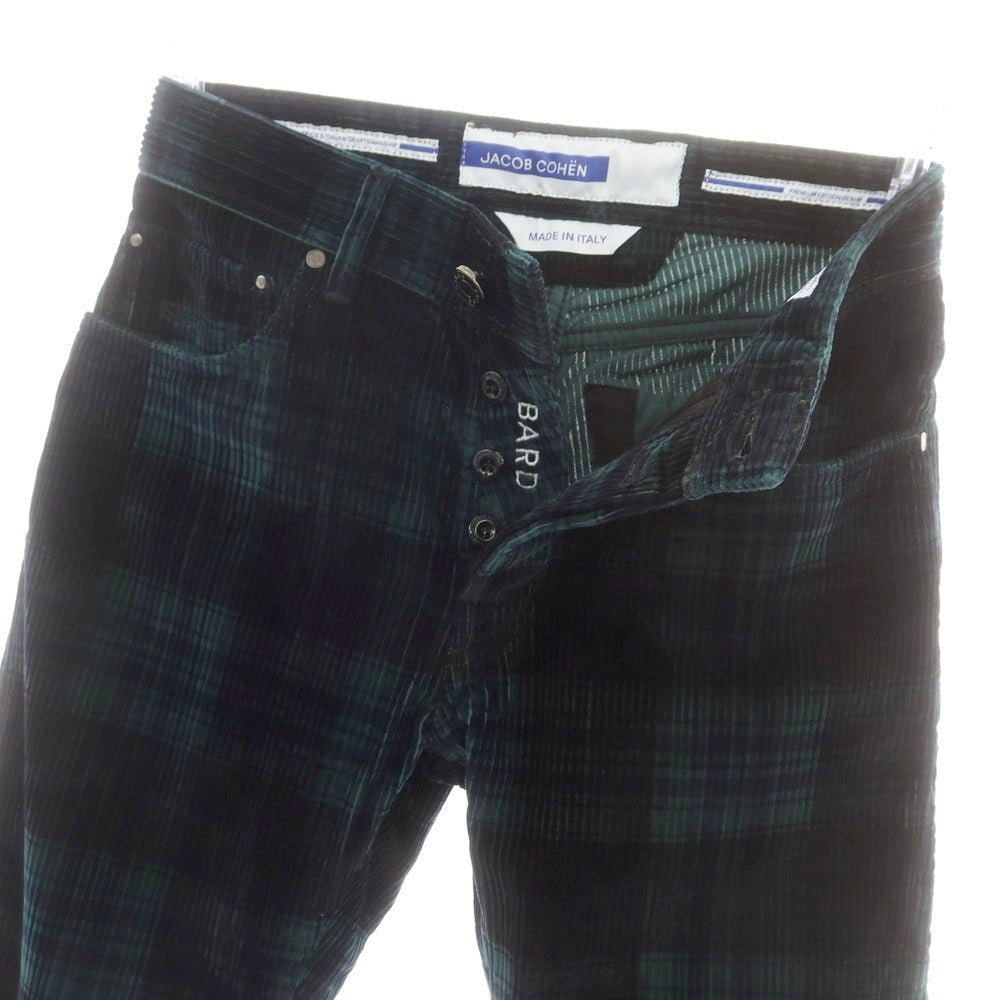 【新品】ヤコブコーエン JACOB COHEN BARD ストレッチ コーデュロイパンツ グリーンxブラック×ネイビー【サイズ28】【 状態ランクN 】【 メンズ 】[DPD]