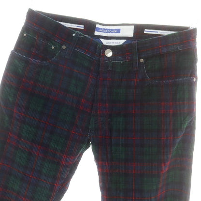 【新品】ヤコブコーエン JACOB COHEN BARD ストレッチ コーデュロイパンツ グリーンxネイビー×レッド【 34 】【 状態ランクN 】【 メンズ 】
