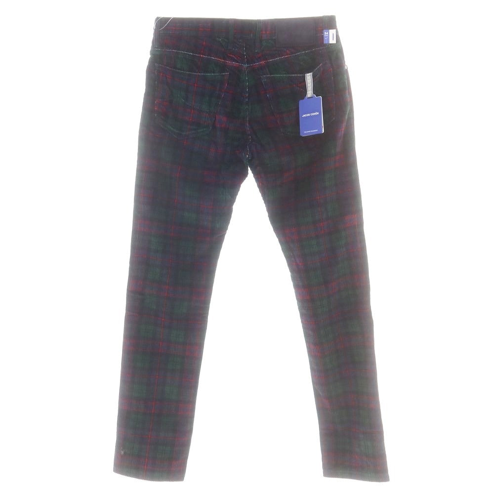 【新品】ヤコブコーエン JACOB COHEN BARD ストレッチ コーデュロイパンツ グリーンxネイビー×レッド【 34 】【 状態ランクN 】【 メンズ 】
