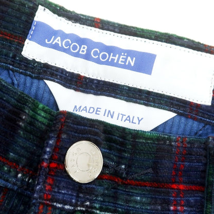【新品】ヤコブコーエン JACOB COHEN BARD ストレッチ コーデュロイパンツ グリーンxネイビー×レッド【 34 】【 状態ランクN 】【 メンズ 】