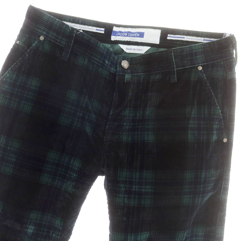 【新品】ヤコブコーエン JACOB COHEN LENNY ストレッチ コーデュロイパンツ グリーンxネイビー【 34 】【 状態ランクN 】【 メンズ 】