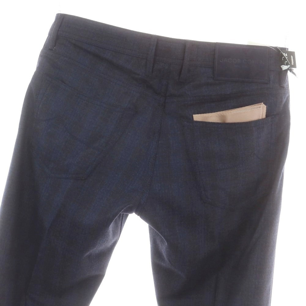 【新品】ヤコブコーエン JACOB COHEN EDUARD ウール チェック 5ポケットパンツ ネイビーxブラック【サイズ34】【 状態ランクN 】【 メンズ 】[DPD]