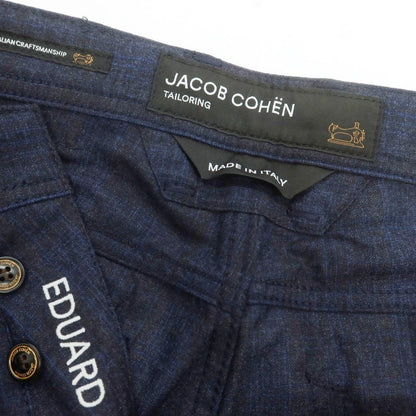 【新品】ヤコブコーエン JACOB COHEN EDUARD ウール チェック 5ポケットパンツ ネイビーxブラック【 34 】【 状態ランクN 】【 メンズ 】
