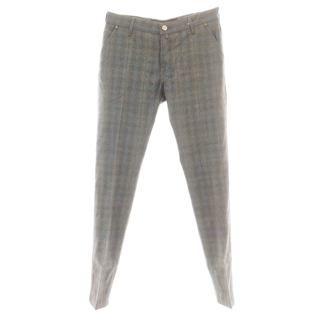 【新品】ヤコブコーエン JACOB COHEN LENNY ウール チェック 5ポケットパンツ グレーxベージュ【サイズ34】【 状態ランクN 】【 メンズ 】[DPD]