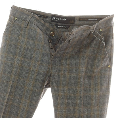【新品】ヤコブコーエン JACOB COHEN LENNY ウール チェック 5ポケットパンツ グレーxベージュ【 34 】【 状態ランクN 】【 メンズ 】