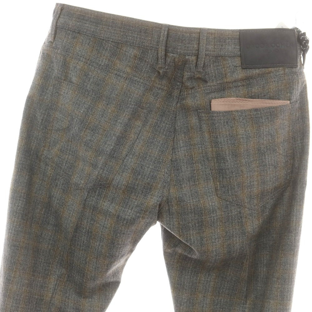 【新品】ヤコブコーエン JACOB COHEN LENNY ウール チェック 5ポケットパンツ グレーxベージュ【サイズ34】【 状態ランクN 】【 メンズ 】[DPD]