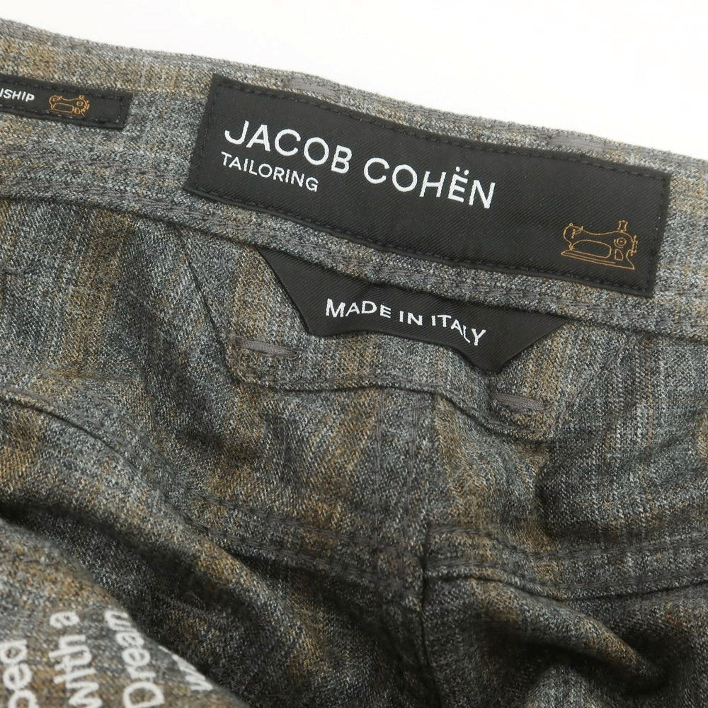 【新品】ヤコブコーエン JACOB COHEN LENNY ウール チェック 5ポケットパンツ グレーxベージュ【サイズ34】【 状態ランクN 】【 メンズ 】[DPD]