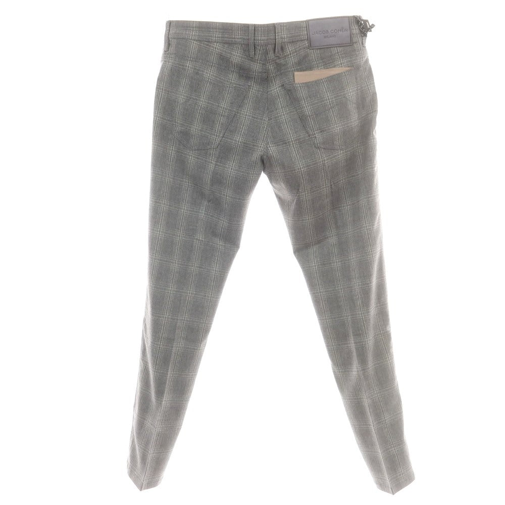 【新品】ヤコブコーエン JACOB COHEN SCOTT ストレッチウールカシミヤ チェック 5ポケットパンツ グレーxホワイト【サイズ34】【 状態ランクN 】【 メンズ 】[DPD]