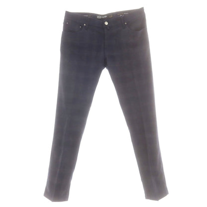 【新品】ヤコブコーエン JACOB COHEN NICK ストレッチウールカシミヤ チェック 5ポケットパンツ ダークネイビーxダークグレー【 34 】【 状態ランクN 】【 メンズ 】