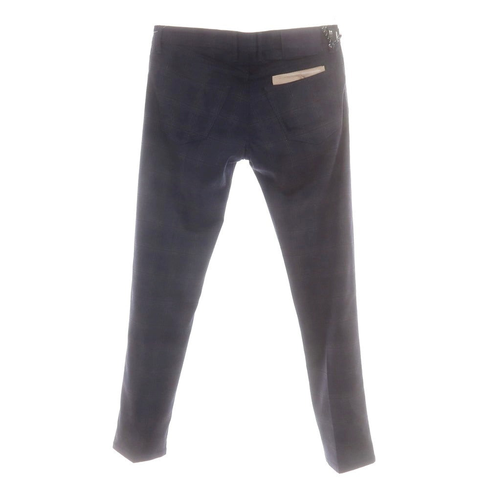 【新品】ヤコブコーエン JACOB COHEN NICK ストレッチウールカシミヤ チェック 5ポケットパンツ ダークネイビーxダークグレー【 34 】【 状態ランクN 】【 メンズ 】