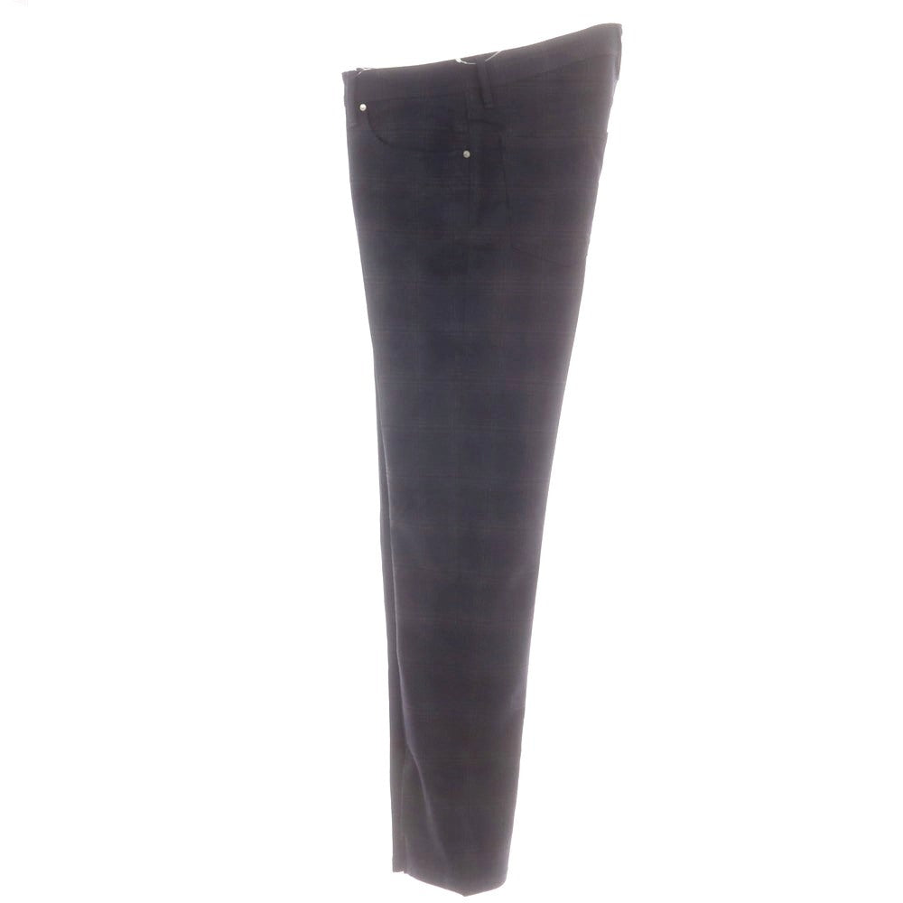 【新品】ヤコブコーエン JACOB COHEN NICK ストレッチウールカシミヤ チェック 5ポケットパンツ ダークネイビーxダークグレー【 34 】【 状態ランクN 】【 メンズ 】