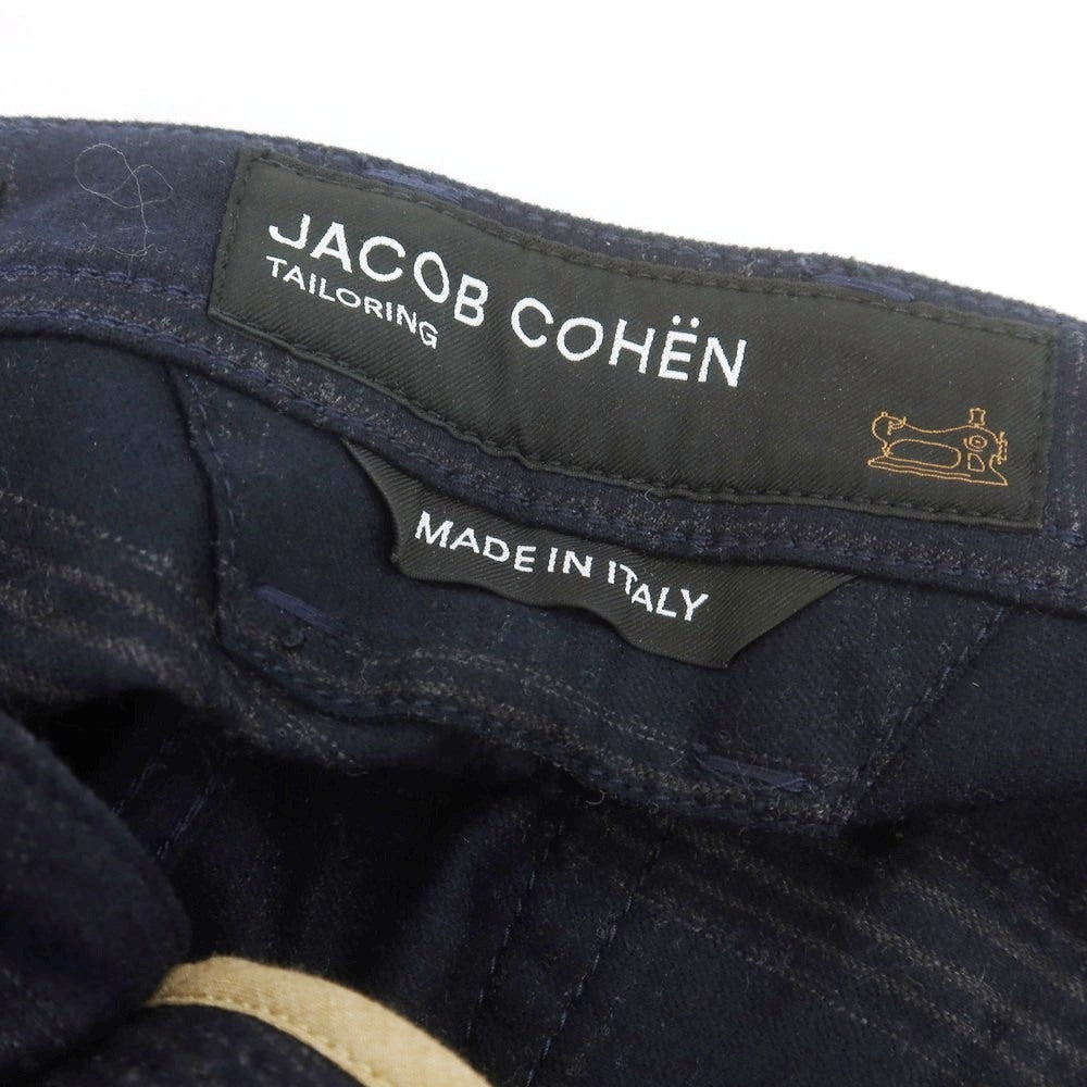 【新品】ヤコブコーエン JACOB COHEN NICK ストレッチウールカシミヤ チェック 5ポケットパンツ ダークネイビーxダークグレー【 34 】【 状態ランクN 】【 メンズ 】