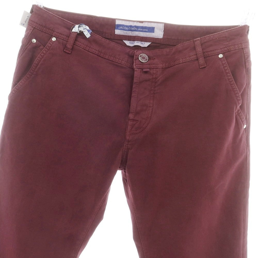 【新品アウトレット】ヤコブコーエン JACOB COHEN LENNY ストレッチコットンレーヨン 5ポケットパンツ ワインレッド【 34 】【 状態ランクN- 】【 メンズ 】
