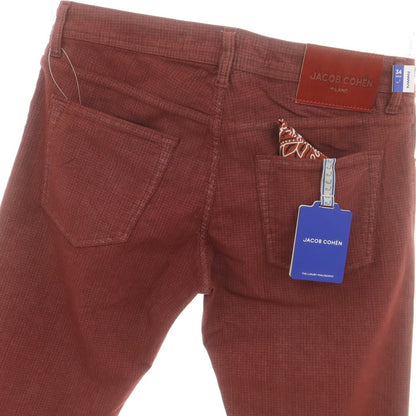 【新品】ヤコブコーエン JACOB COHEN NICK ストレッチコットン チェック 5ポケットパンツ レッドxブラウン【 34 】【 状態ランクN 】【 メンズ 】