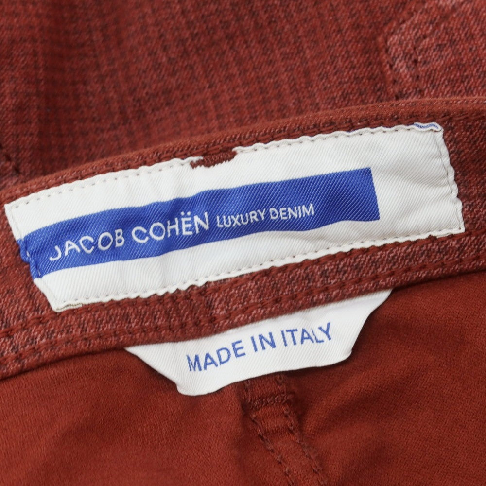 【新品】ヤコブコーエン JACOB COHEN NICK ストレッチコットン チェック 5ポケットパンツ レッドxブラウン【 34 】【 状態ランクN 】【 メンズ 】