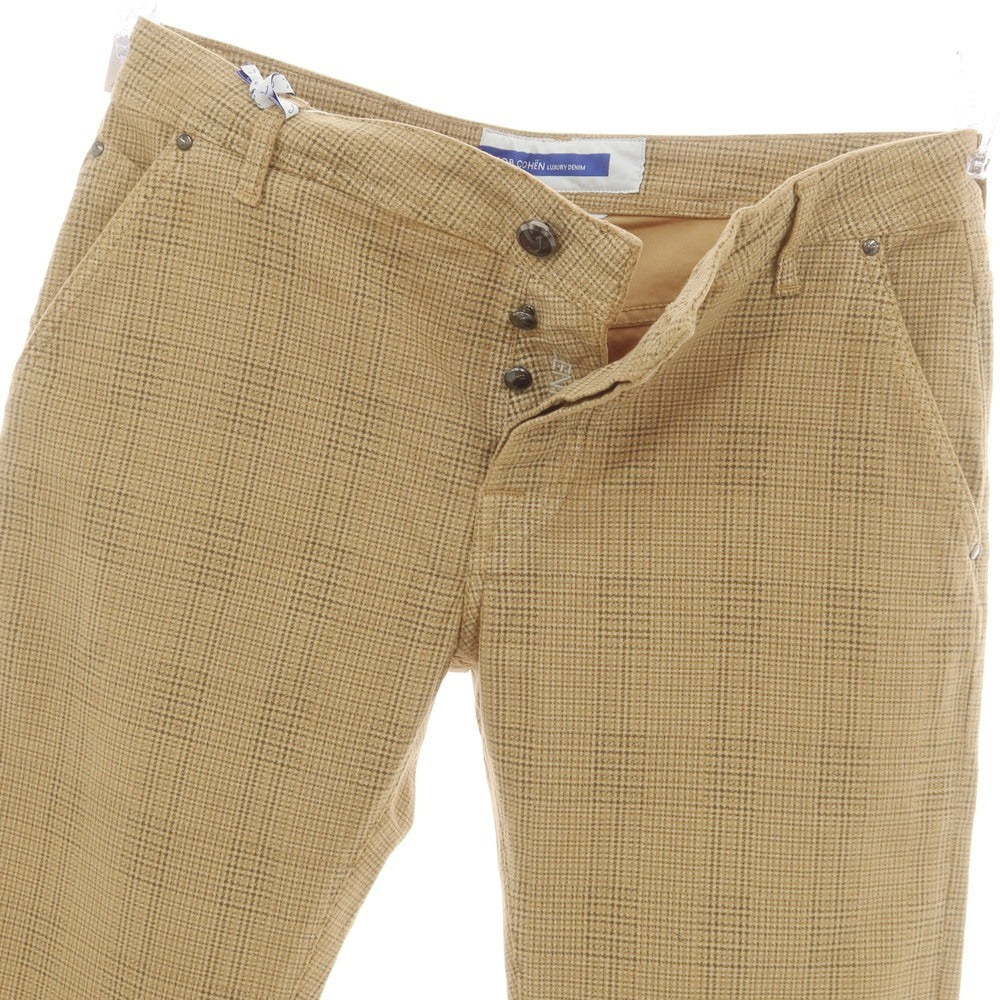 【新品】ヤコブコーエン JACOB COHEN LENNY ストレッチコットン チェック 5ポケットパンツ ベージュxダークカーキ【 34 】【 状態ランクN 】【 メンズ 】