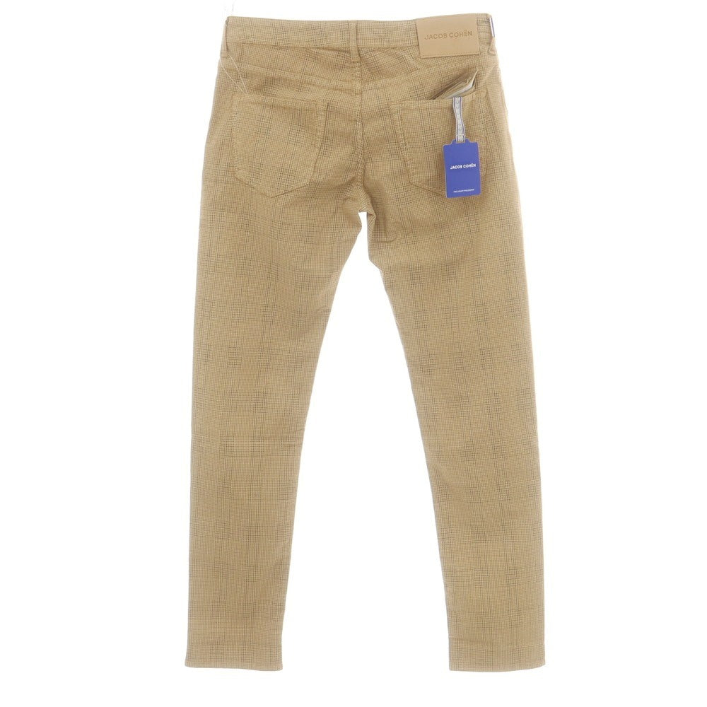 【新品】ヤコブコーエン JACOB COHEN LENNY ストレッチコットン チェック 5ポケットパンツ ベージュxダークカーキ【サイズ34】【 状態ランクN 】【 メンズ 】[DPD]