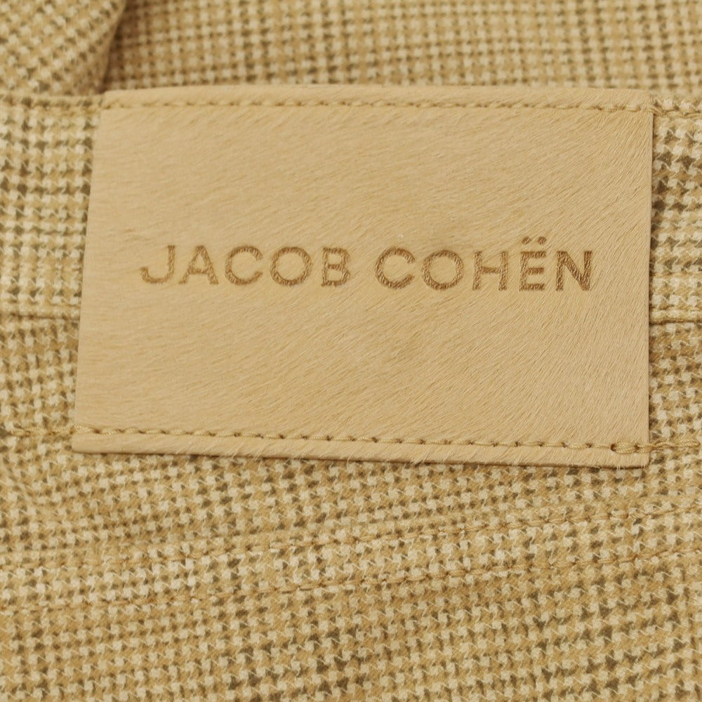 【新品】ヤコブコーエン JACOB COHEN LENNY ストレッチコットン チェック 5ポケットパンツ ベージュxダークカーキ【 34 】【 状態ランクN 】【 メンズ 】