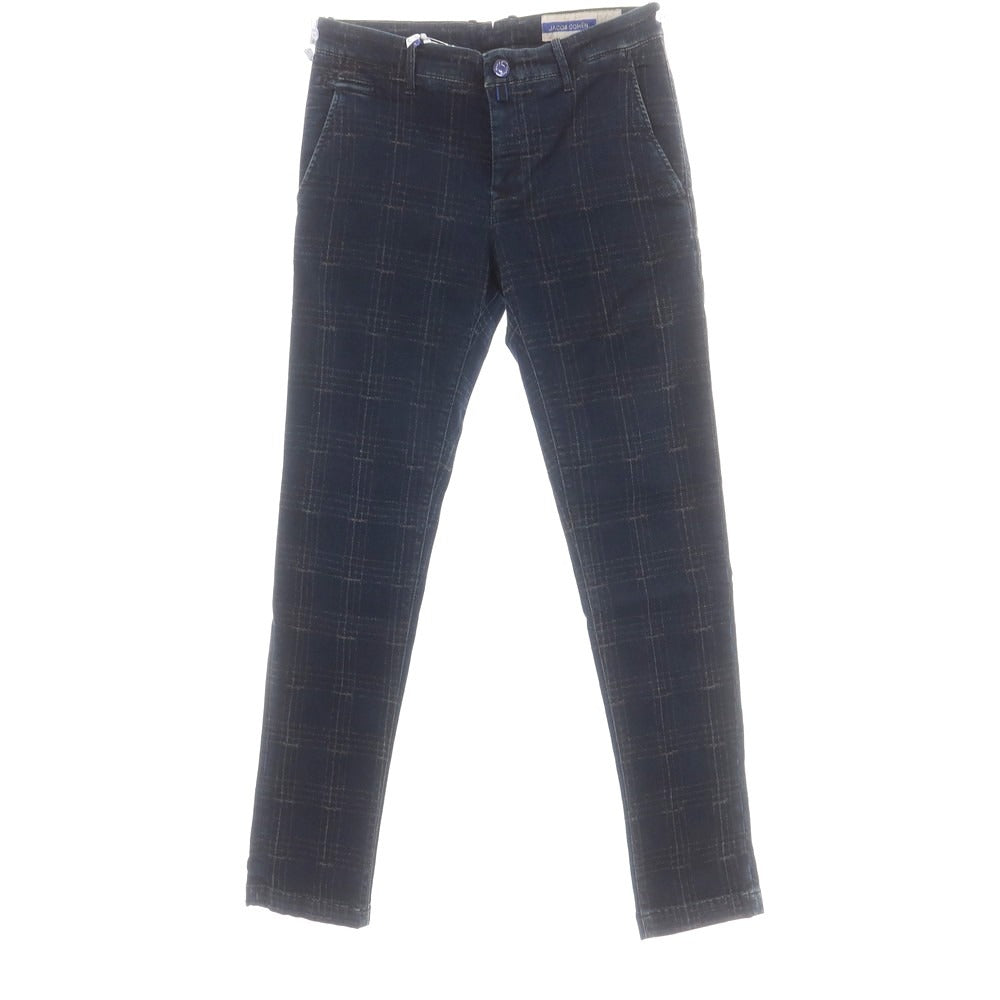 【新品】ヤコブコーエン JACOB COHEN BOBBY ストレッチコットン チェック カジュアルスラックスパンツ ネイビー【サイズ34】【 状態ランクN 】【 メンズ 】[BPD]