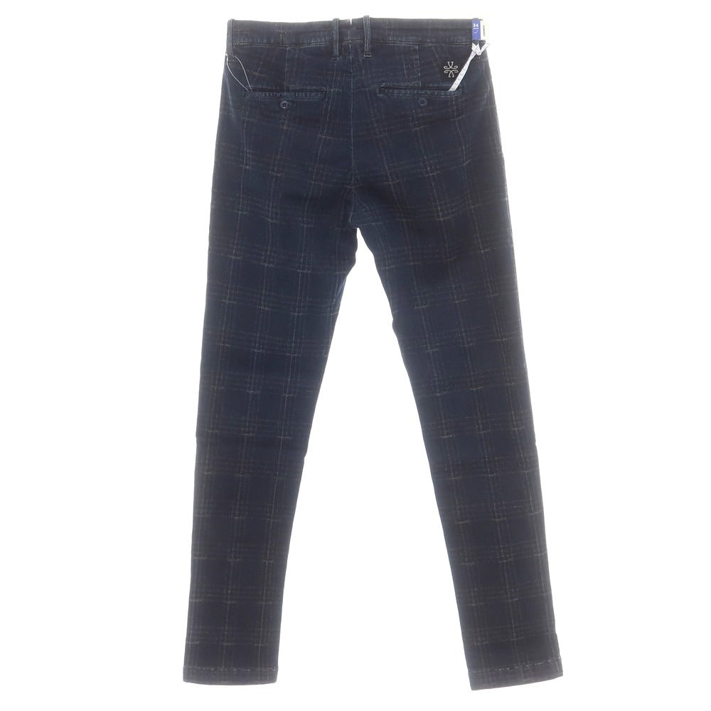 【新品】ヤコブコーエン JACOB COHEN BOBBY ストレッチコットン チェック カジュアルスラックスパンツ ネイビー【サイズ34】【 状態ランクN 】【 メンズ 】[BPD]