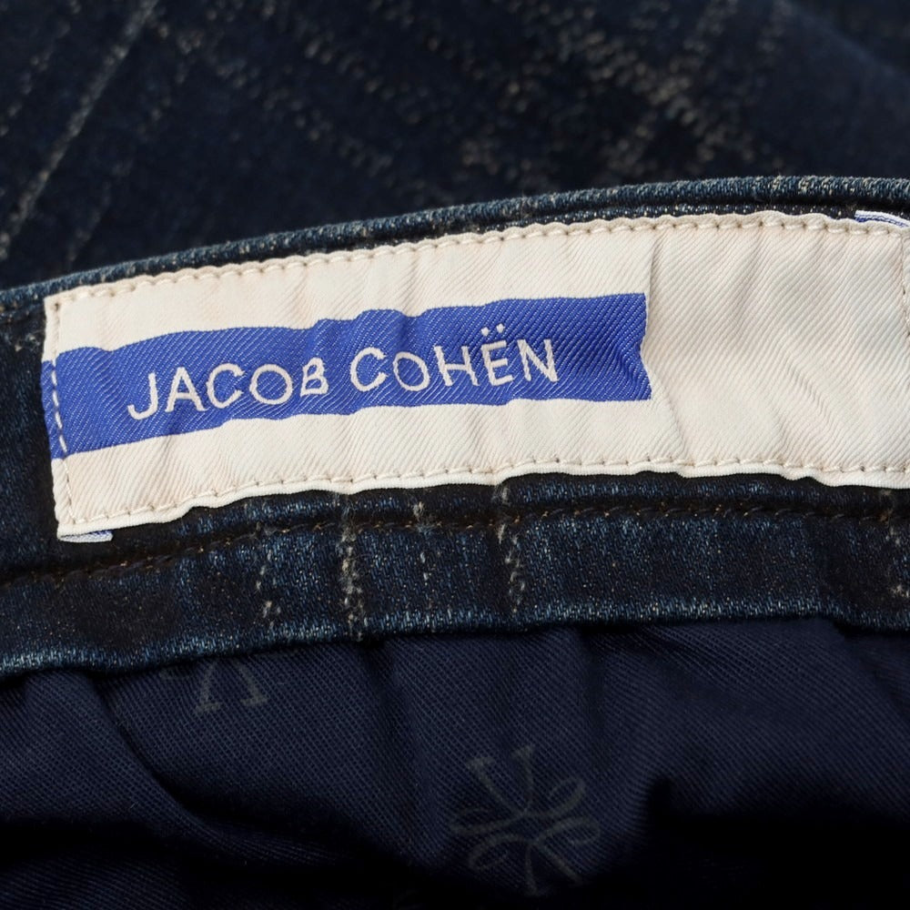 【新品】ヤコブコーエン JACOB COHEN BOBBY ストレッチコットン チェック カジュアルスラックスパンツ ネイビー【サイズ34】【 状態ランクN 】【 メンズ 】[BPD]
