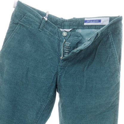 【新品】ヤコブコーエン JACOB COHEN BOBBY ストレッチコットン コーデュロイ カジュアルスラックスパンツ ブルーグリーン【 34 】【 状態ランクN 】【 メンズ 】