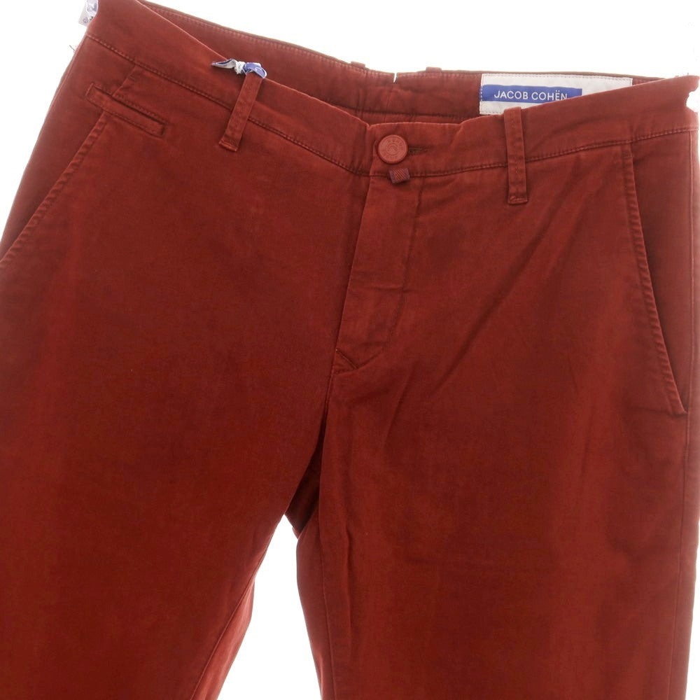 【新品】ヤコブコーエン JACOB COHEN BOBBY ストレッチコットン カジュアルスラックスパンツ レッドブラウン【 34 】【 状態ランクN 】【 メンズ 】