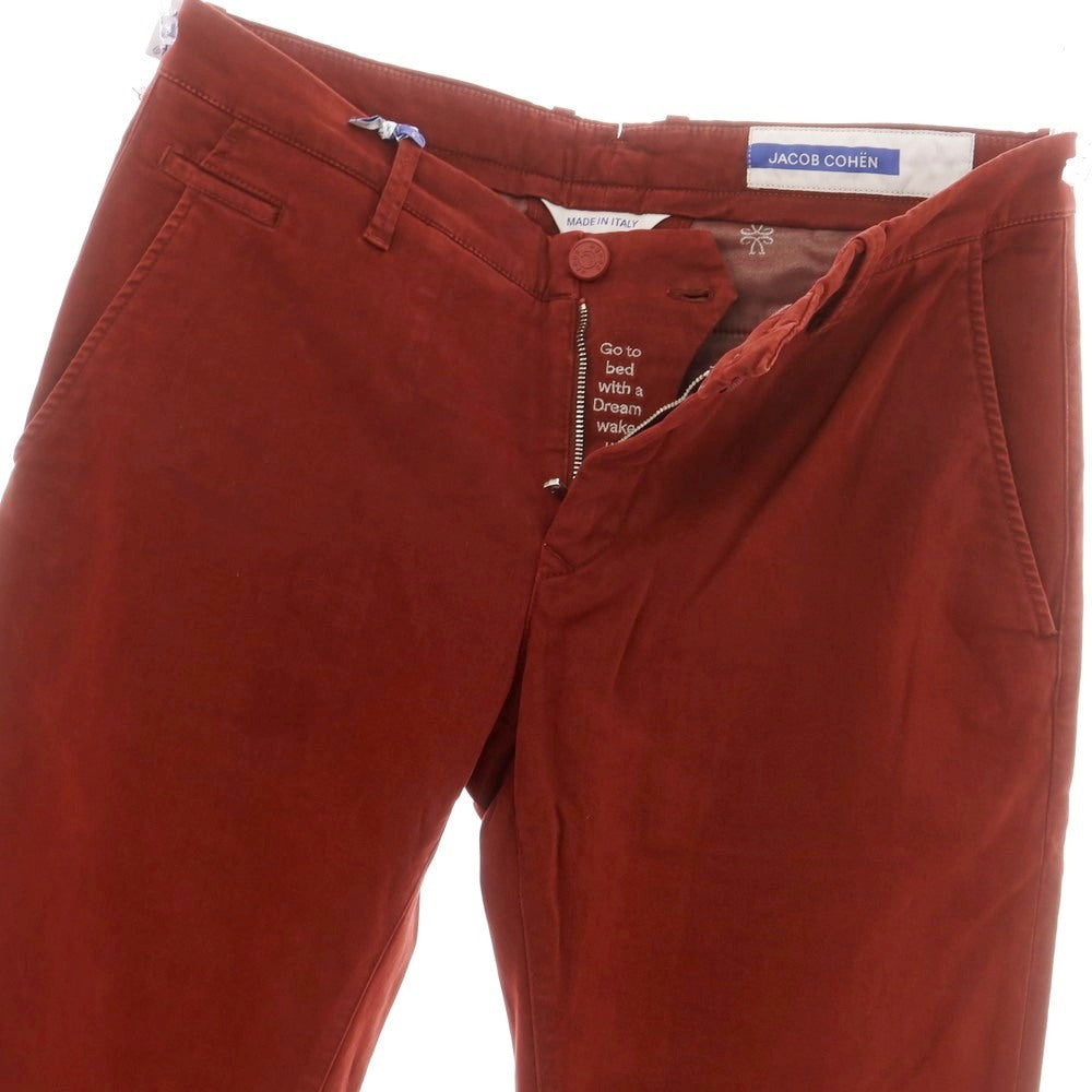 【新品】ヤコブコーエン JACOB COHEN BOBBY ストレッチコットン カジュアルスラックスパンツ レッドブラウン【 サイズ34 】【 状態ランクN 】【 メンズ 】 [BPD]