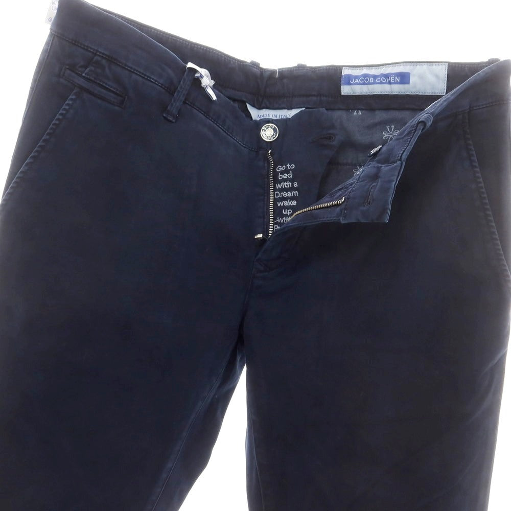【新品】ヤコブコーエン JACOB COHEN BOBBY ストレッチコットンリヨセル カジュアルスラックスパンツ ネイビー【 34 】【 状態ランクN 】【 メンズ 】
