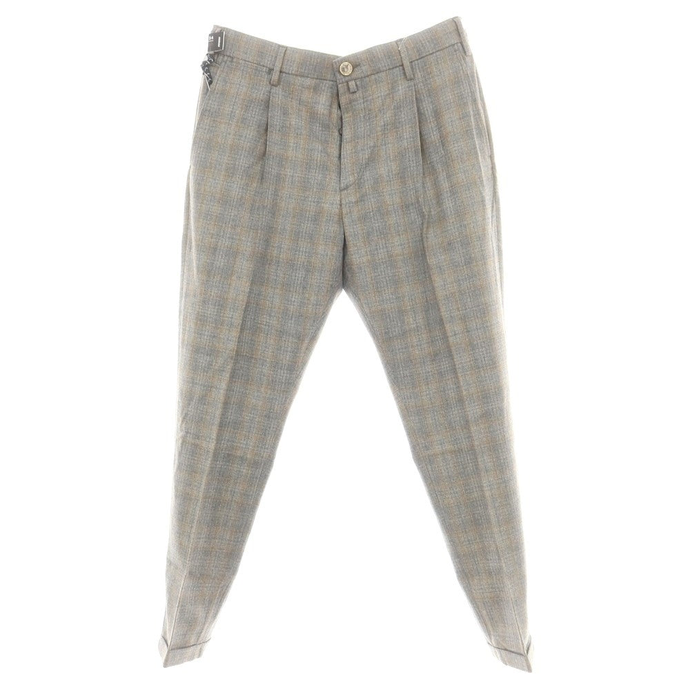 【新品】ヤコブコーエン JACOB COHEN HENRY ウール チェック ドレススラックスパンツ グレーxベージュ【サイズ34】【 状態ランクN 】【 メンズ 】[DPD]