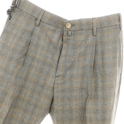 【新品】ヤコブコーエン JACOB COHEN HENRY ウール チェック ドレススラックスパンツ グレーxベージュ【 34 】【 状態ランクN 】【 メンズ 】