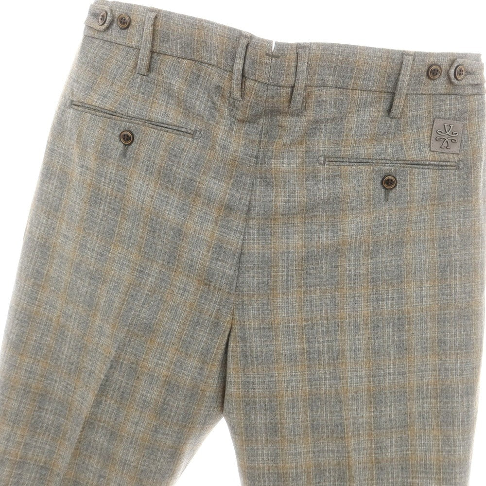 【新品】ヤコブコーエン JACOB COHEN HENRY ウール チェック ドレススラックスパンツ グレーxベージュ【サイズ34】【 状態ランクN 】【 メンズ 】[DPD]