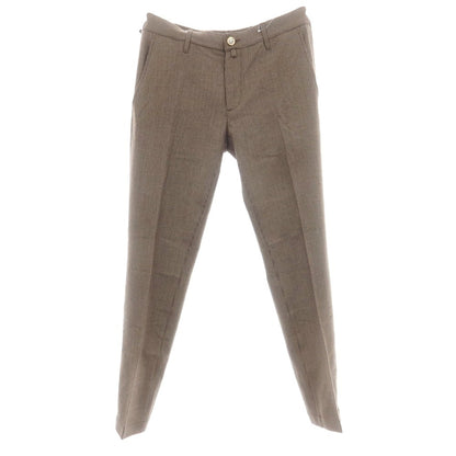 【新品】ヤコブコーエン JACOB COHEN GREG ストレッチウールカシミヤ ハウンドトゥース イージースラックスパンツ ブラウン【 34 】【 状態ランクN 】【 メンズ 】