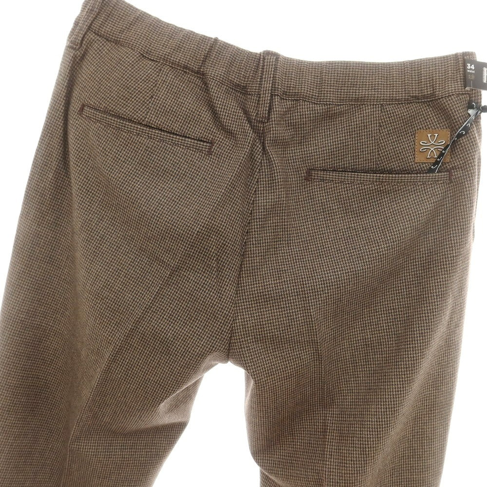 【新品】ヤコブコーエン JACOB COHEN GREG ストレッチウールカシミヤ ハウンドトゥース イージースラックスパンツ ブラウン【サイズ34】【 状態ランクN 】【 メンズ 】[DPD]