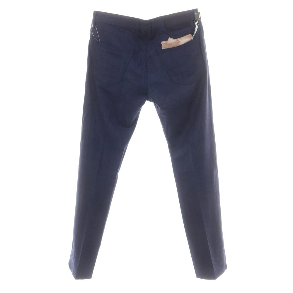 【新品】ヤコブコーエン JACOB COHEN BARD ストレッチウールカシミヤ チェック 5ポケットパンツ ネイビー【サイズ34】【 状態ランクN 】【 メンズ 】[DPD]