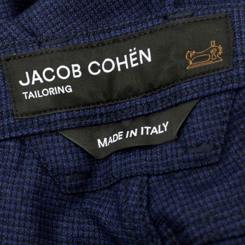 【新品】ヤコブコーエン JACOB COHEN BARD ストレッチウールカシミヤ チェック 5ポケットパンツ ネイビー【サイズ34】【 状態ランクN 】【 メンズ 】[DPD]
