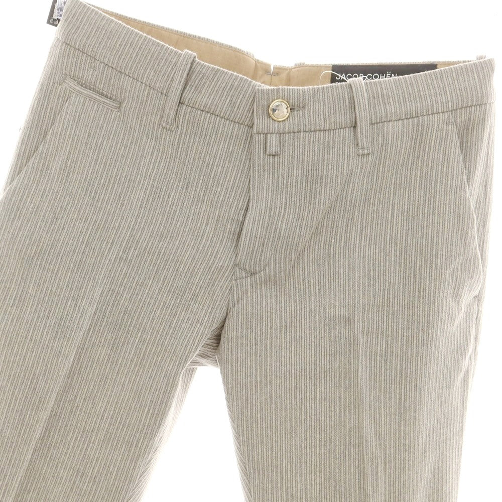 【新品】ヤコブコーエン JACOB COHEN BOBBY ストレッチウールカシミヤ カジュアルスラックスパンツ ライトグレー【サイズ34】【 状態ランクN 】【 メンズ 】[DPD]