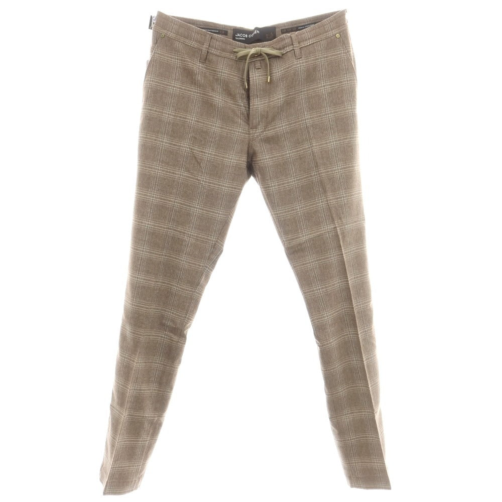 【新品】ヤコブコーエン JACOB COHEN PHARREL ACTIVE ストレッチウールカシミヤ チェック イージースラックスパンツ ブラウン【 34 】【 状態ランクN 】【 メンズ 】