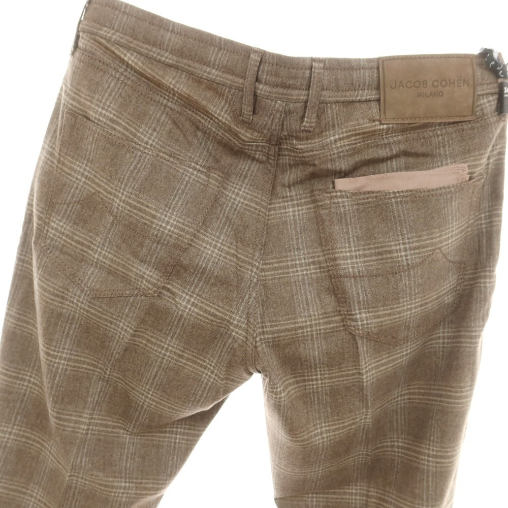【新品】ヤコブコーエン JACOB COHEN PHARREL ACTIVE ストレッチウールカシミヤ チェック イージースラックスパンツ ブラウン【 34 】【 状態ランクN 】【 メンズ 】