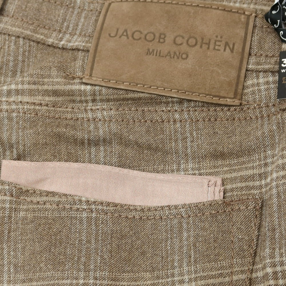 【新品】ヤコブコーエン JACOB COHEN PHARREL ACTIVE ストレッチウールカシミヤ チェック イージースラックスパンツ ブラウン【 34 】【 状態ランクN 】【 メンズ 】