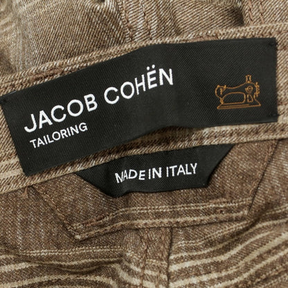 【新品】ヤコブコーエン JACOB COHEN PHARREL ACTIVE ストレッチウールカシミヤ チェック イージースラックスパンツ ブラウン【 34 】【 状態ランクN 】【 メンズ 】